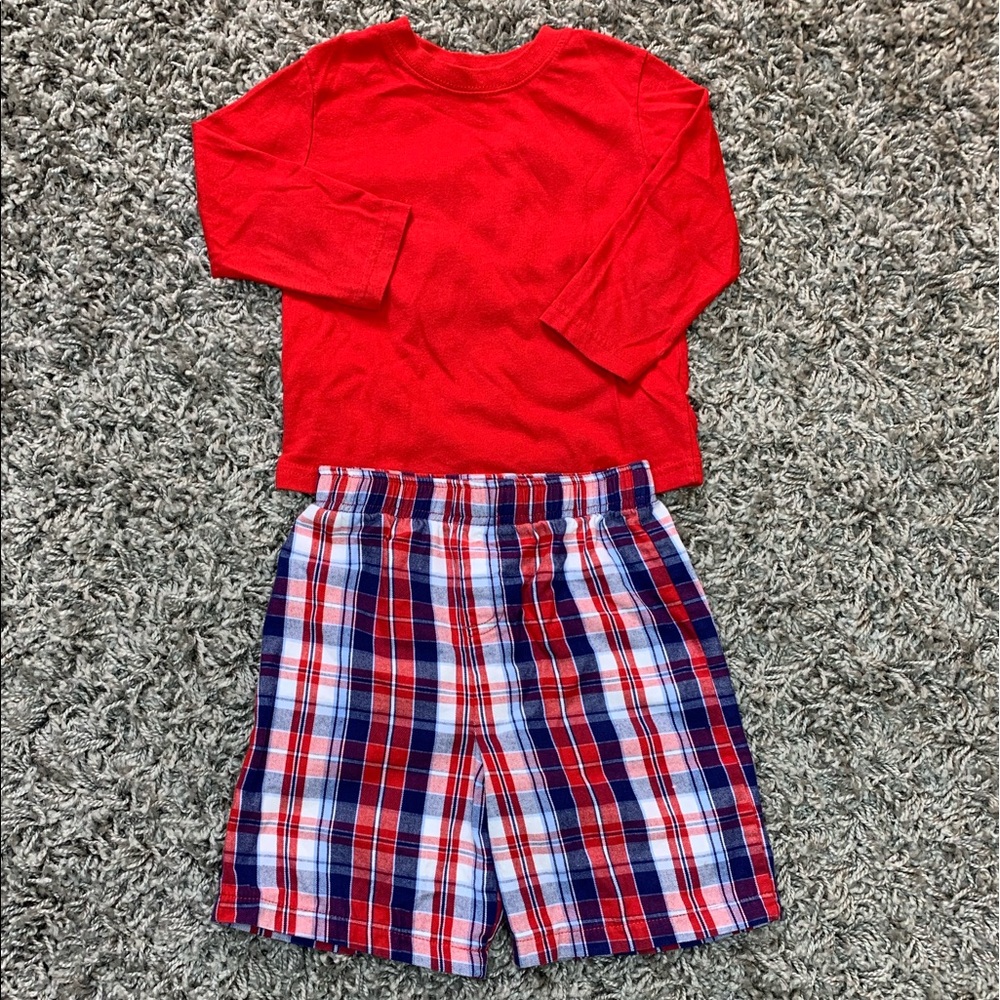 Red blue white short red long sleeves shirt #28